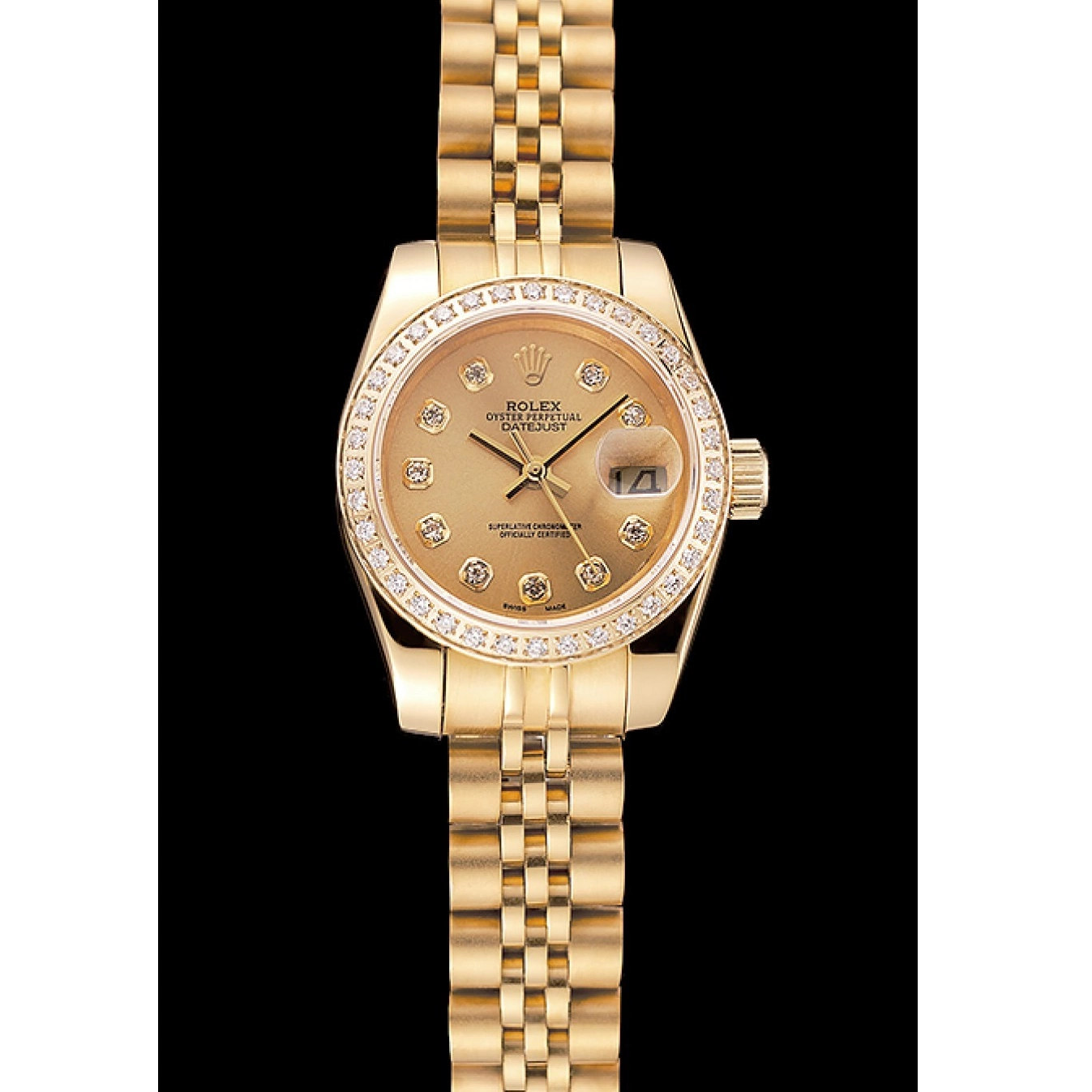 Good Copy Rolex Watches Bracelet Rolex Lady-Datejust Champagne Jubilee Bezel Gold Swiss Diamond Dial 1454096 0727